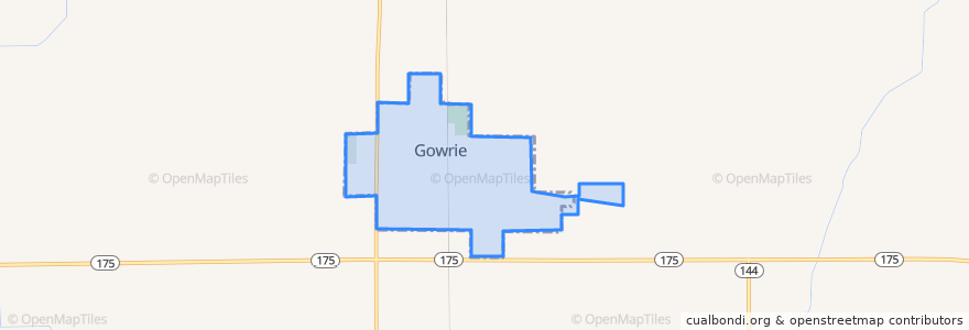 Mapa de ubicacion de Gowrie.