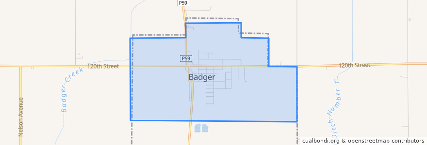 Mapa de ubicacion de Badger.