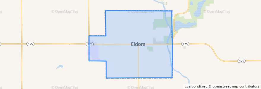 Mapa de ubicacion de Eldora.