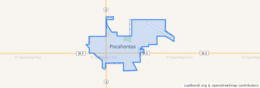 Mapa de ubicacion de Pocahontas.