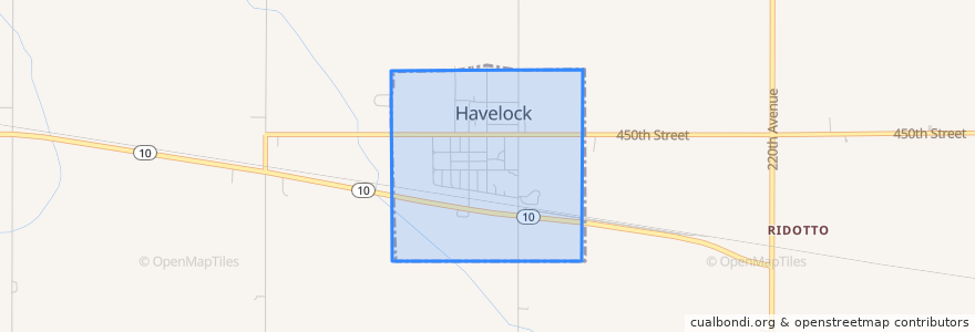 Mapa de ubicacion de Havelock.