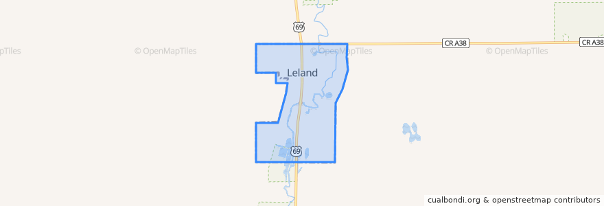 Mapa de ubicacion de Leland.