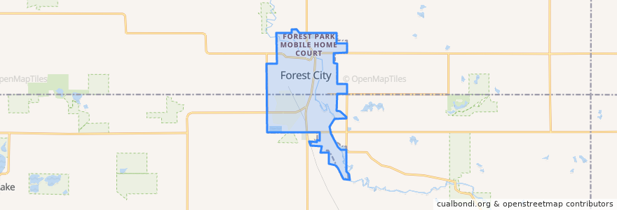 Mapa de ubicacion de Forest City.