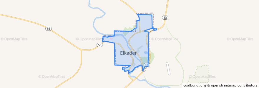 Mapa de ubicacion de Elkader.