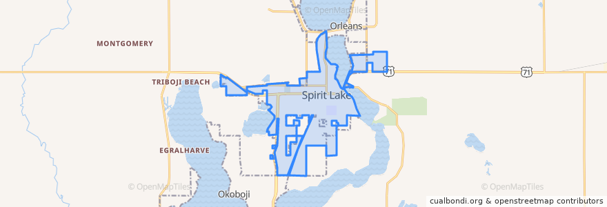 Mapa de ubicacion de Spirit Lake.