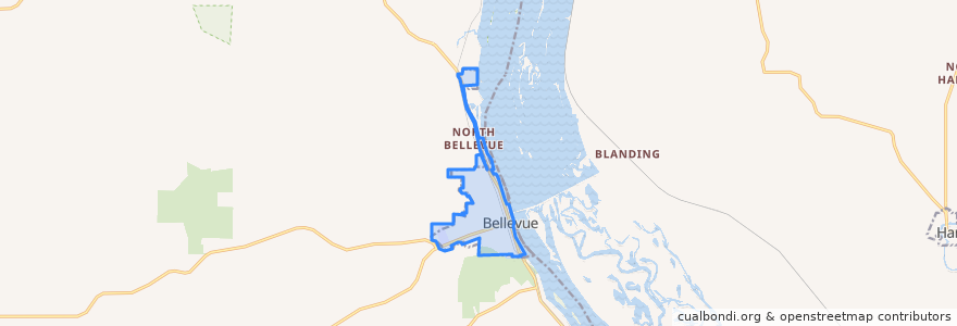 Mapa de ubicacion de Bellevue.