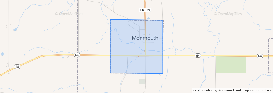 Mapa de ubicacion de Monmouth.