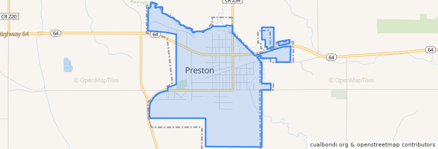 Mapa de ubicacion de Preston.