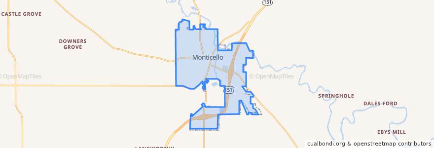 Mapa de ubicacion de Monticello.