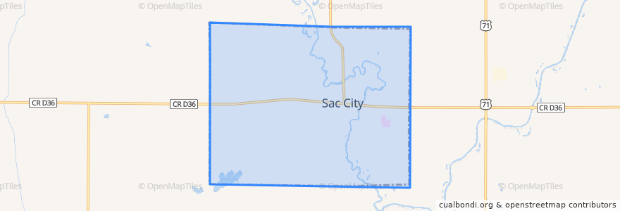 Mapa de ubicacion de Sac City.