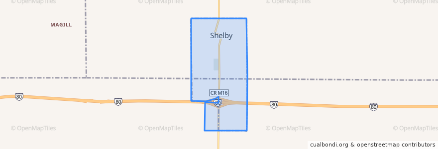 Mapa de ubicacion de Shelby.