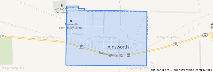 Mapa de ubicacion de Ainsworth.