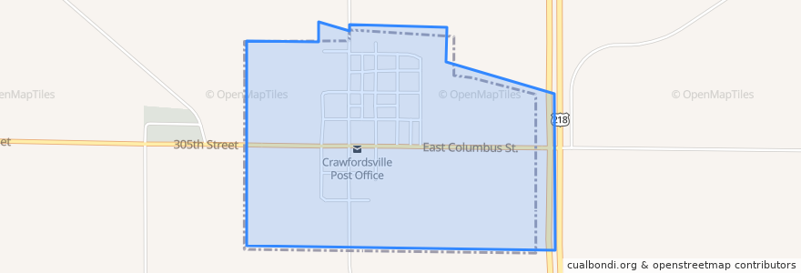 Mapa de ubicacion de Crawfordsville.