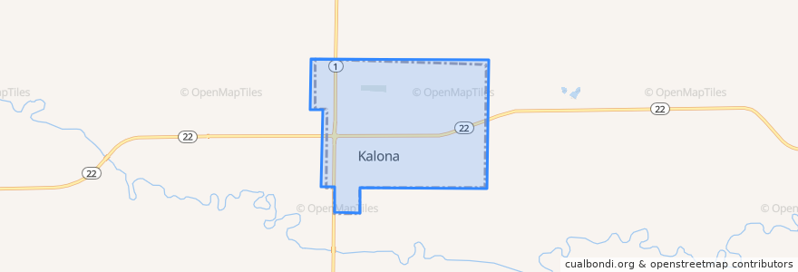 Mapa de ubicacion de Kalona.