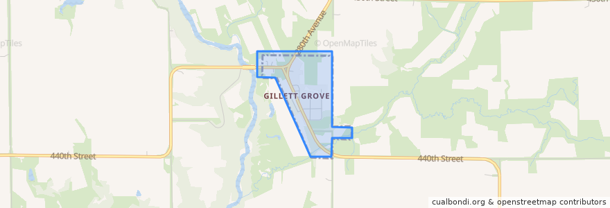 Mapa de ubicacion de Gillett Grove.