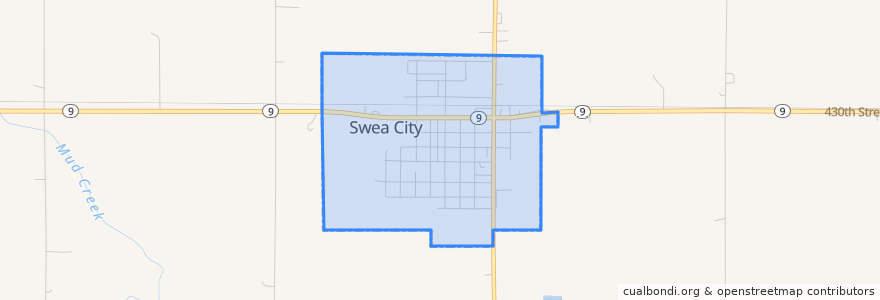 Mapa de ubicacion de Swea City.