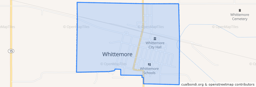 Mapa de ubicacion de Whittemore.