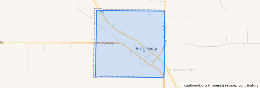 Mapa de ubicacion de Ridgeway.