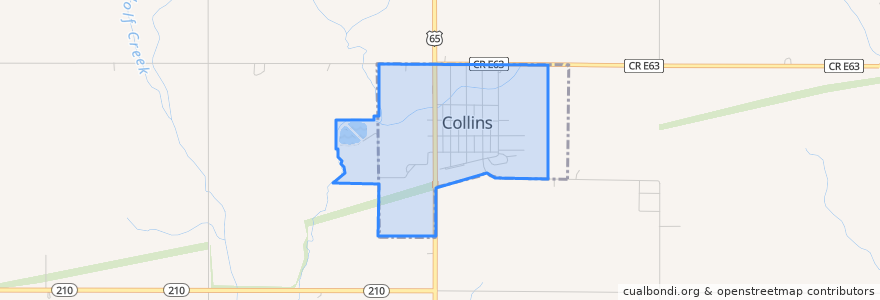 Mapa de ubicacion de Collins.