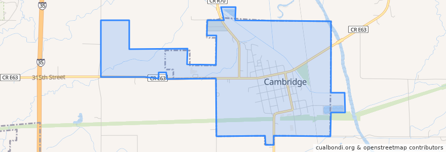 Mapa de ubicacion de Cambridge.