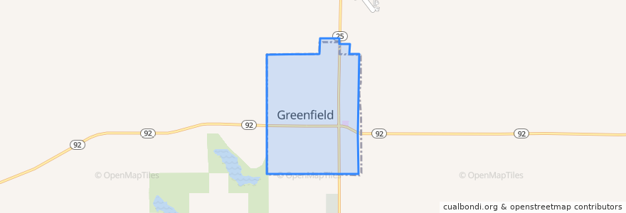 Mapa de ubicacion de Greenfield.