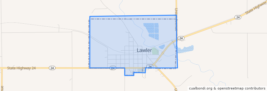 Mapa de ubicacion de Lawler.