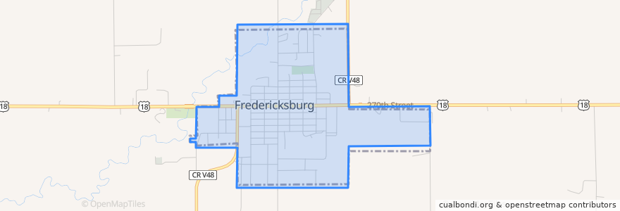 Mapa de ubicacion de Fredericksburg.