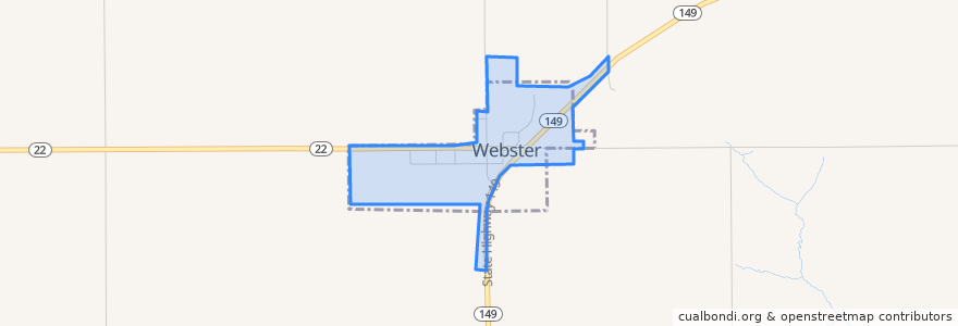 Mapa de ubicacion de Webster.