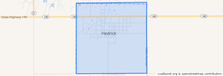 Mapa de ubicacion de Hedrick.