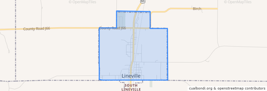 Mapa de ubicacion de Lineville.