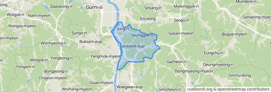 Mapa de ubicacion de 석적읍.