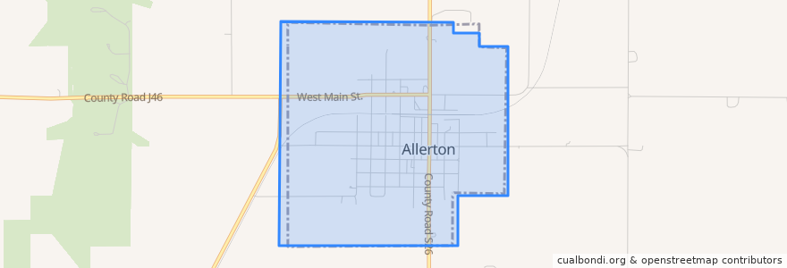 Mapa de ubicacion de Allerton.