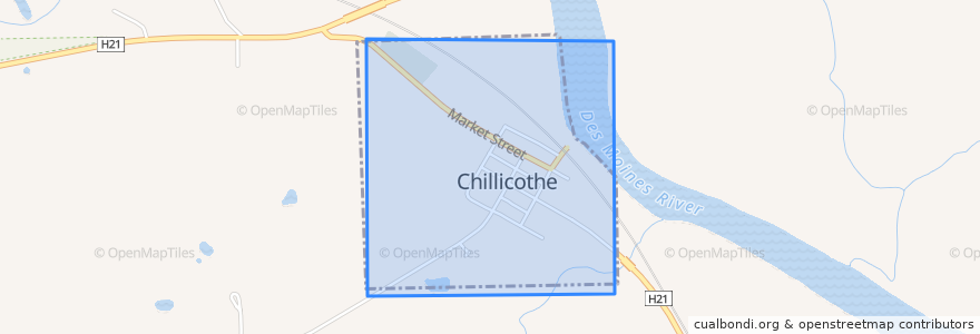 Mapa de ubicacion de Chillicothe.