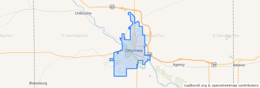 Mapa de ubicacion de Ottumwa.