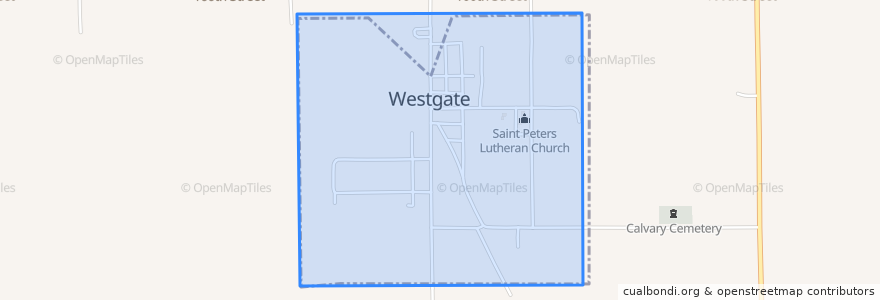 Mapa de ubicacion de Westgate.