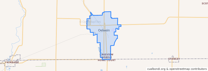 Mapa de ubicacion de Oelwein.