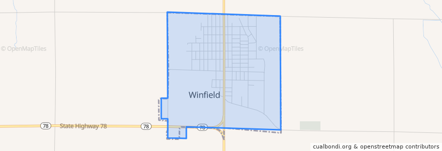 Mapa de ubicacion de Winfield.