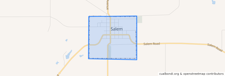 Mapa de ubicacion de Salem.