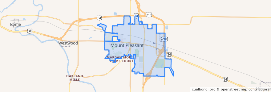 Mapa de ubicacion de Mount Pleasant.