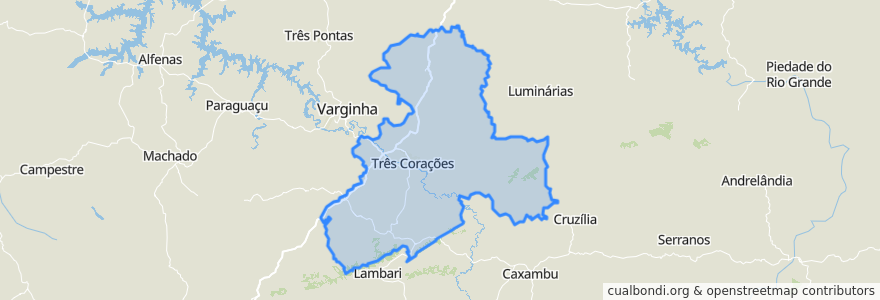 Mapa de ubicacion de Região Geográfica Imediata de Três Corações.