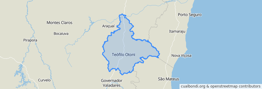 Mapa de ubicacion de Região Geográfica Imediata de Teófilo Otoni.