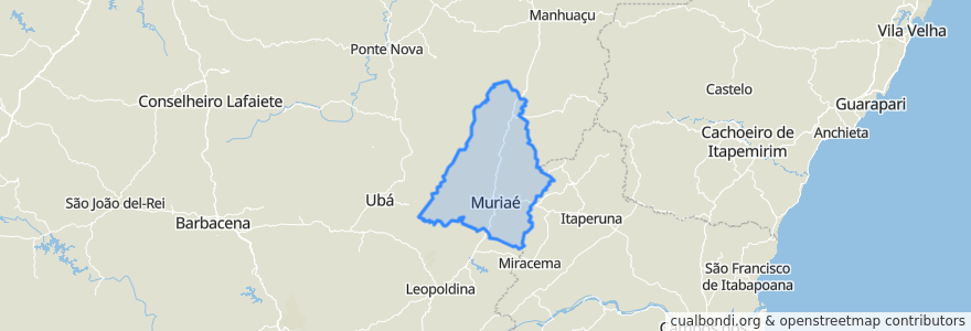 Mapa de ubicacion de Região Geográfica Imediata de Muriaé.