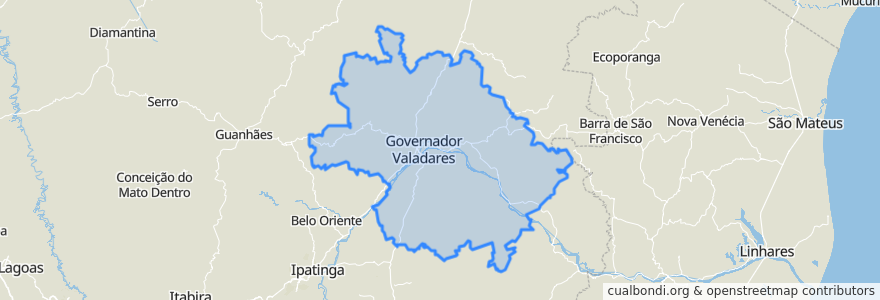 Mapa de ubicacion de Região Geográfica Imediata de Governador Valadares.