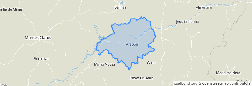 Mapa de ubicacion de Região Geográfica Imediata de Araçuaí.