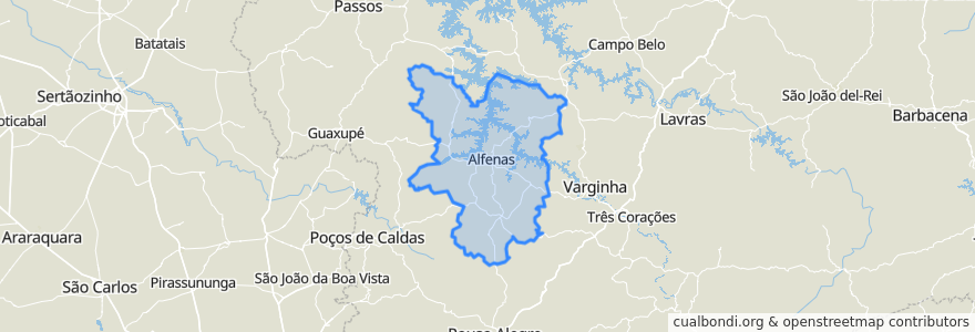 Mapa de ubicacion de Região Geográfica Imediata de Alfenas.