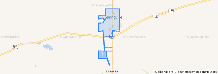 Mapa de ubicacion de Springville.