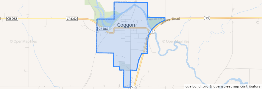 Mapa de ubicacion de Coggon.