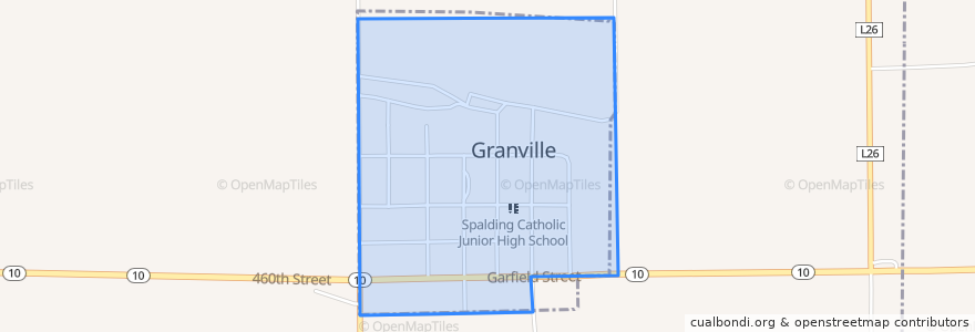 Mapa de ubicacion de Granville.