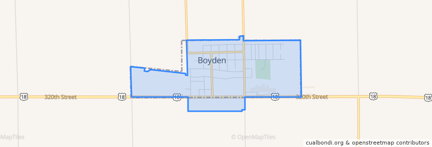 Mapa de ubicacion de Boyden.