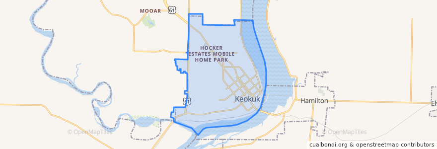 Mapa de ubicacion de Keokuk.